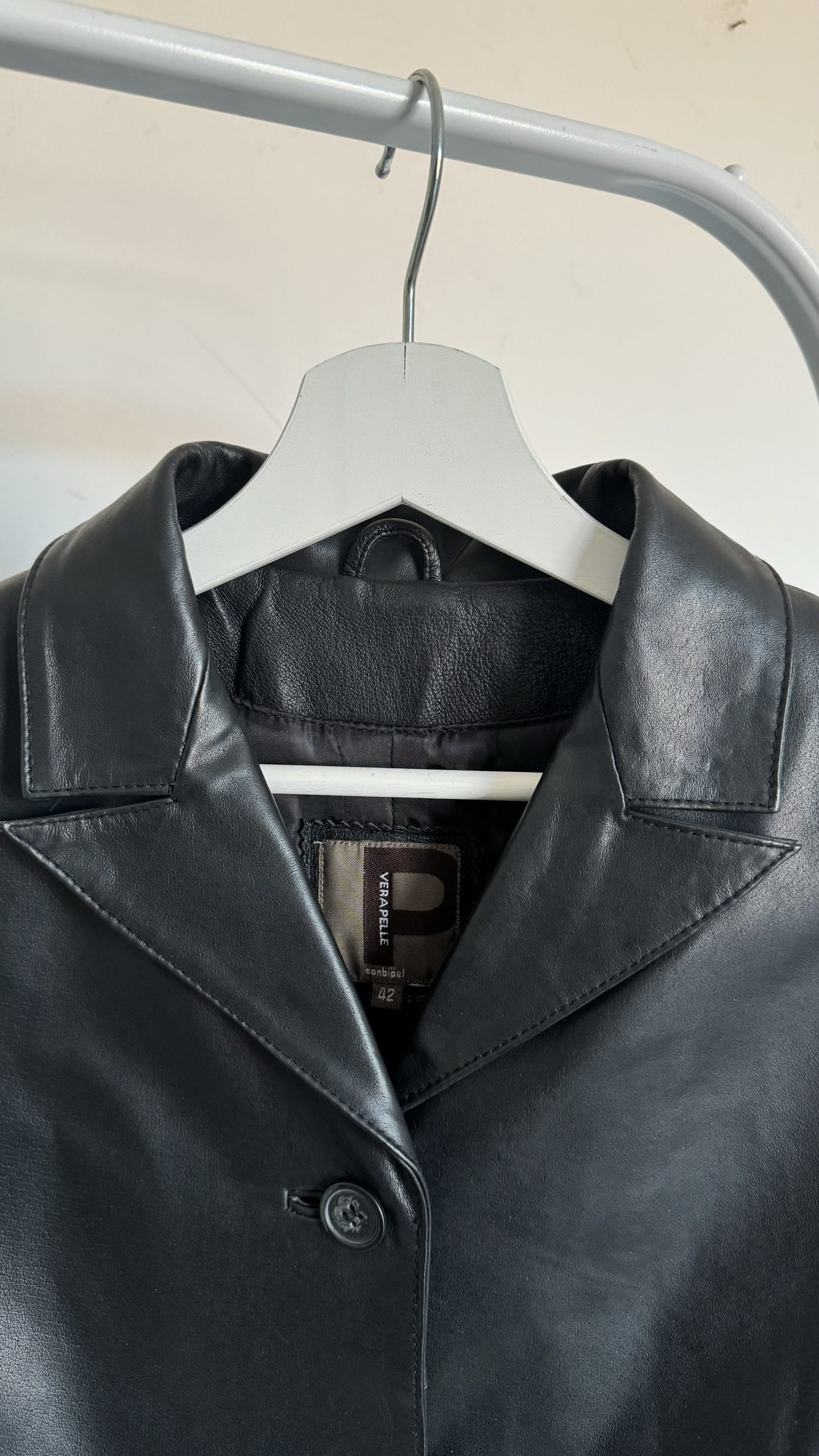 Giacca di pelle donna midi nera - immagine 3
