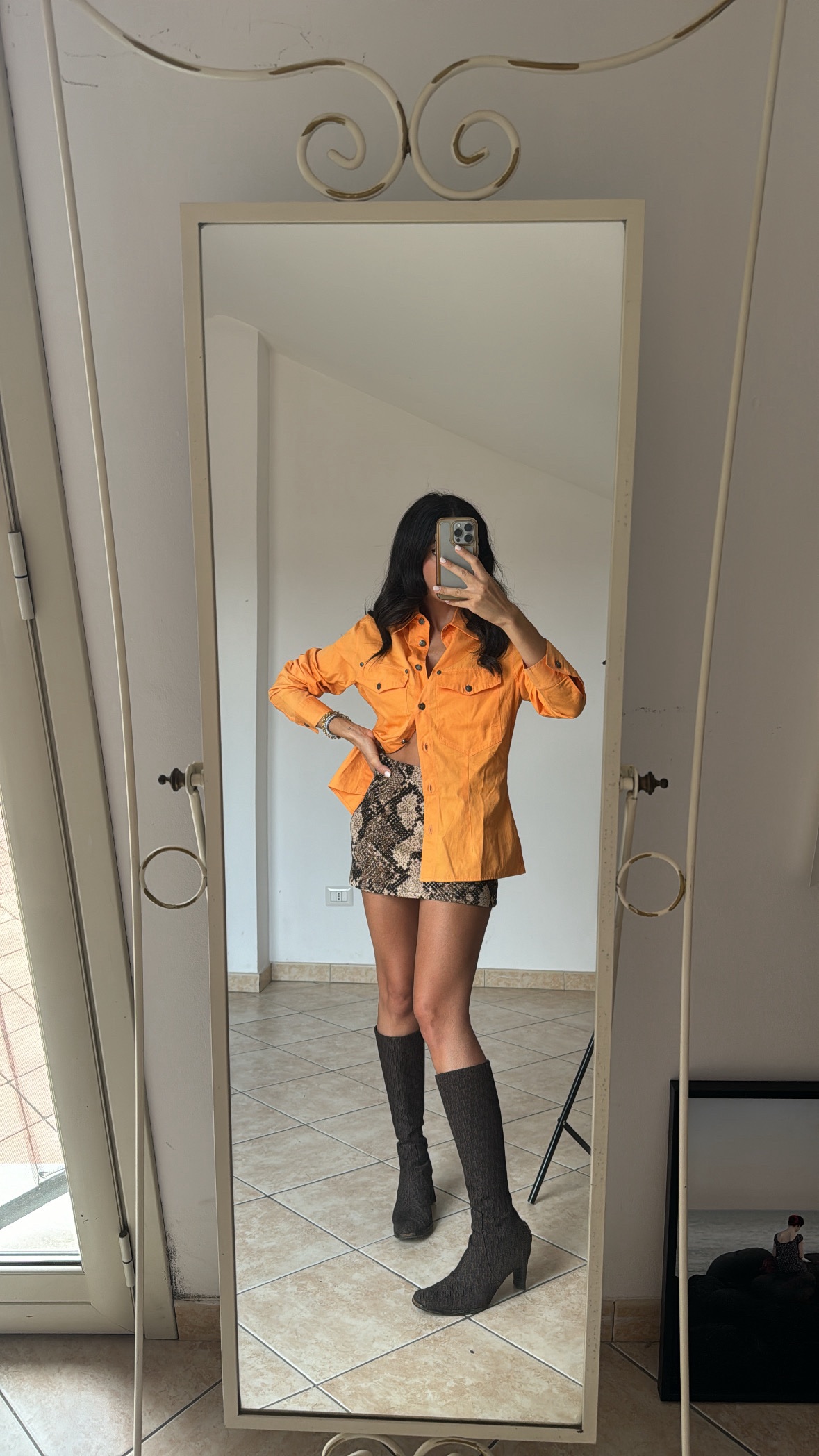 Giacca camicia Versace Jeans arancione di cotone - immagine 2