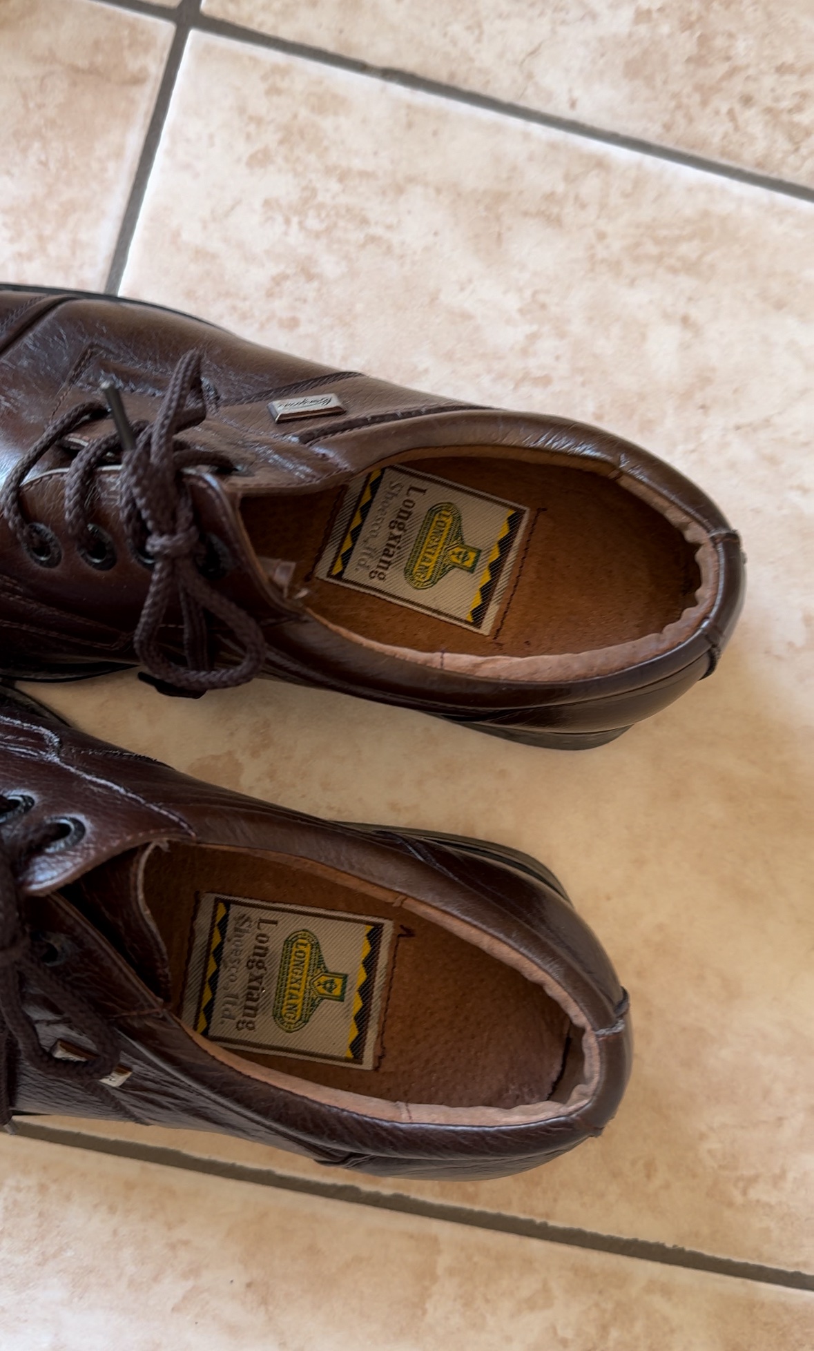Scarpe in pelle stringate con punta quadrata marrone - immagine 2