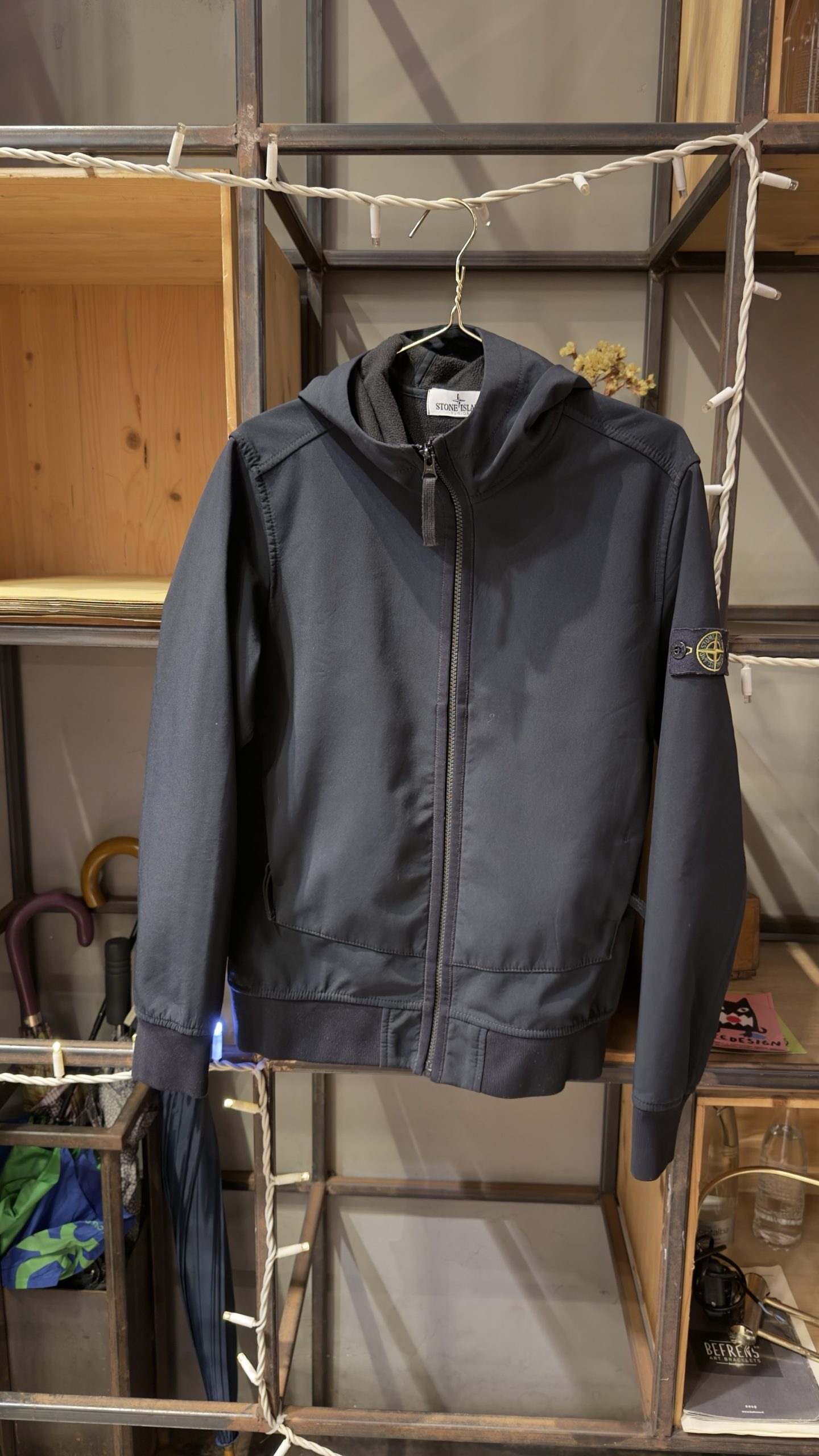 Giubbotto Stone Island Junior blu/nero foderato con cappuccio - immagine 10