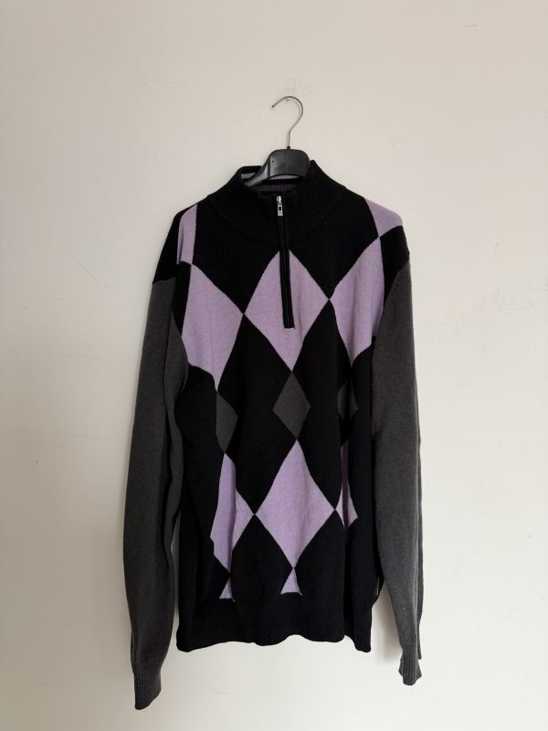 Maglione a rombi con mezza zip in lana di Sergio Tacchini