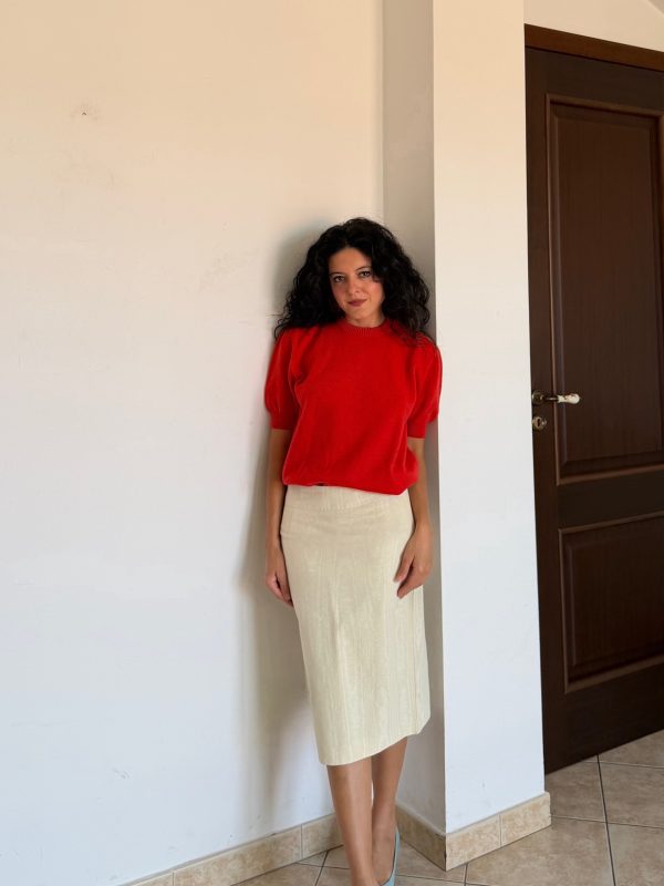 Gonna Red Valentino bianca midi effetto pitonata