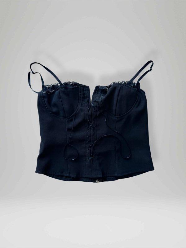 Top bustier nero anni 2000 con stringa