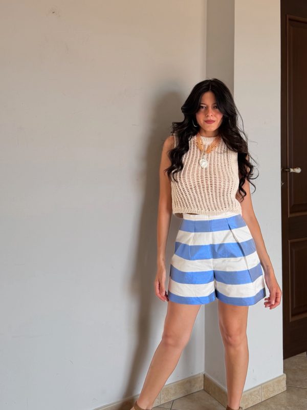 Shorts Sisley a righe in metallo