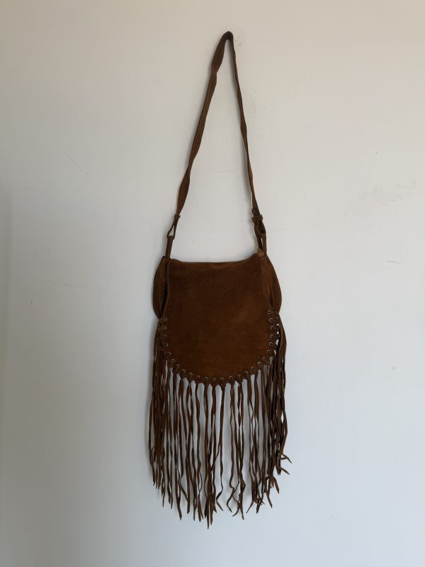 Borsa a tracolla con frange in suede
