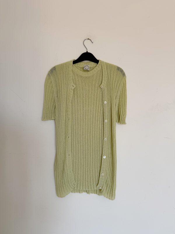 Twinset top + cardigan in maglia verde mela