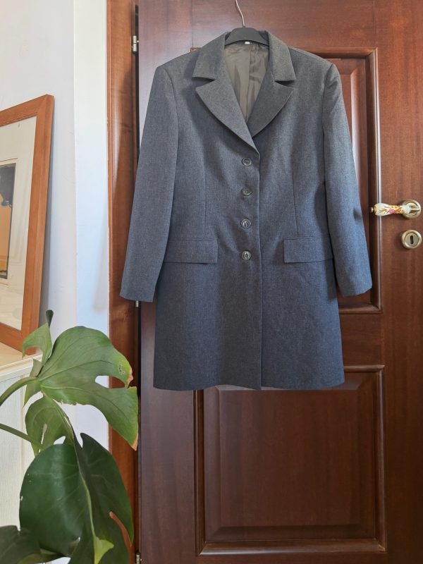Cappotto / maxi blazer in misto lana monopetto grigio