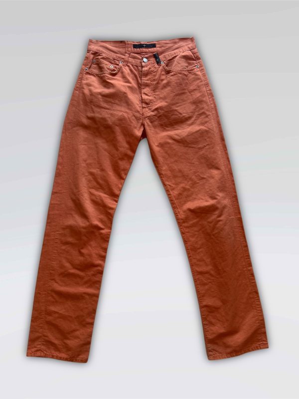 Pantaloni Stone Island arancioni di lino e cotone