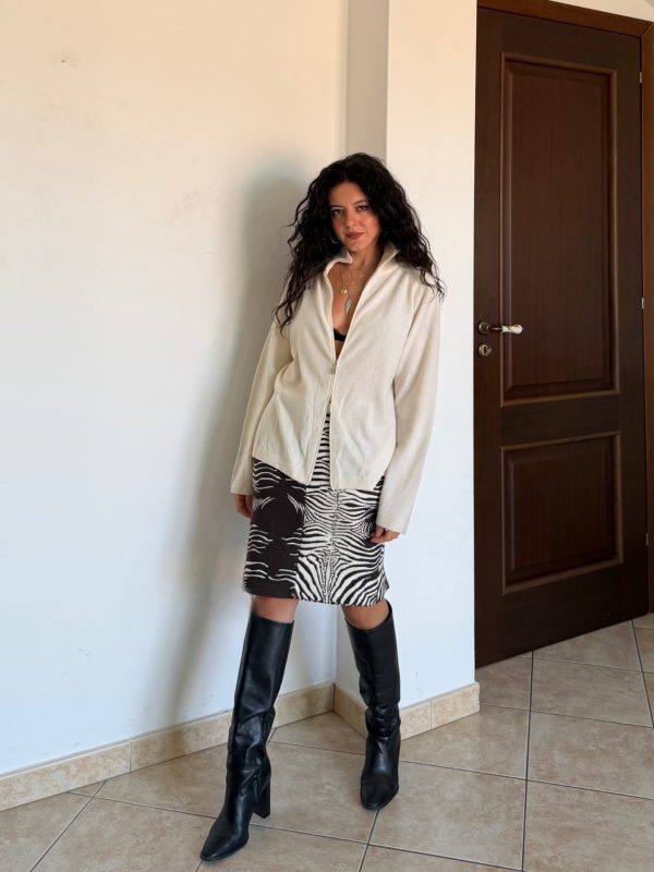 Cardigan con doppia zip bianco in cashmere