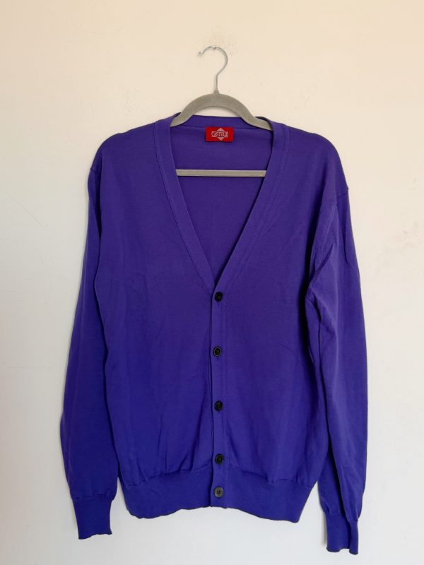 Cardigan viola in lana vergine Castello
