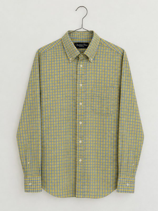 Camicia Christian Dior a quadretti gialli e azzurri